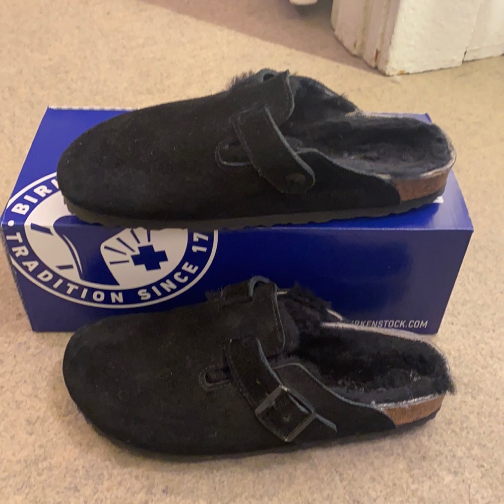 Black Boston Birkenstock Clogs. Women’s size 38